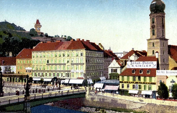 the castle of Graz in Austria c. 1910, postcard