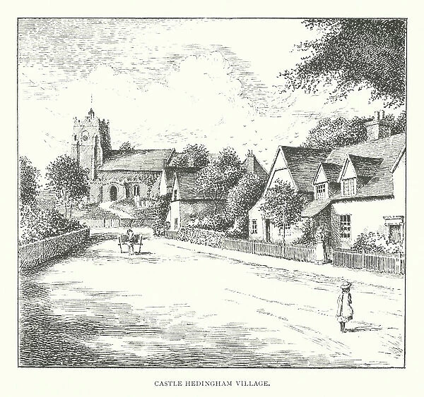 Castle Hedingham Village (litho)