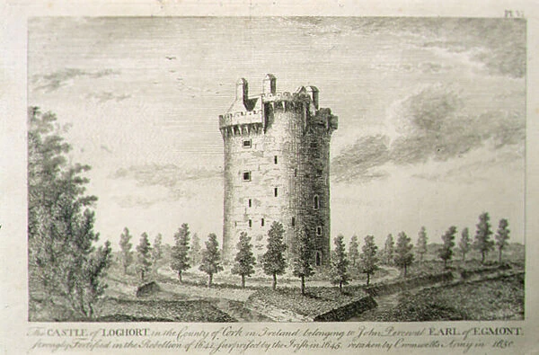 Castle Howel, Barony of Kells, County Kilkenny, Ireland, from Scenery and Antiquities of Ireland by George Virtue, 1860s (engraving)
