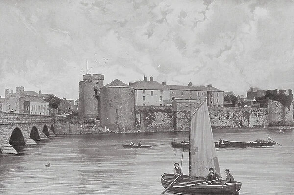 The Castle and King John's Bridge, Limerick (b / w photo)