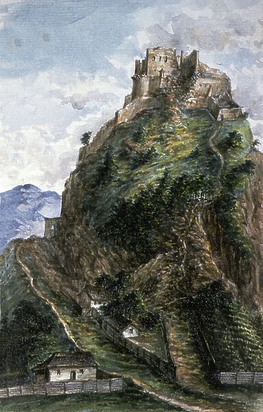 Castle in Transylvania, 1873 (watercolour)