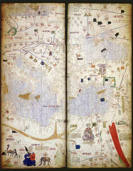 Catalan Atlas, Sheet 7 and 8, 1375 (pen with coloured inks on parchment)