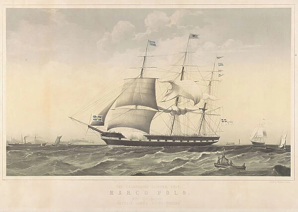 The celebrated Clipper Ship Marco Polo, 19th century (lithograph, tinted)
