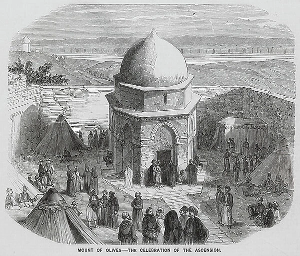 Celebration of the Ascension, Mount of Olives, Jerusalem (engraving)