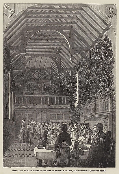 Celebration of Palm Sunday in the Hall of Sackville College, East Grinstead (engraving)