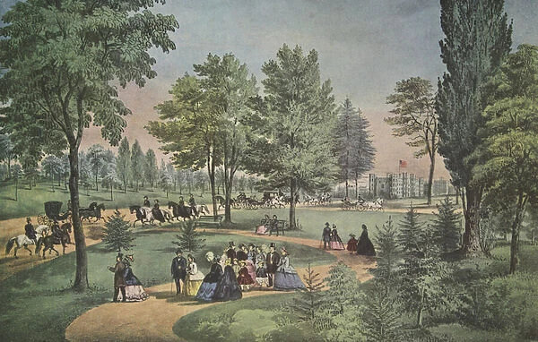 Central Park, The Drive, Currier & Ives, pub. 1862 (colour litho)