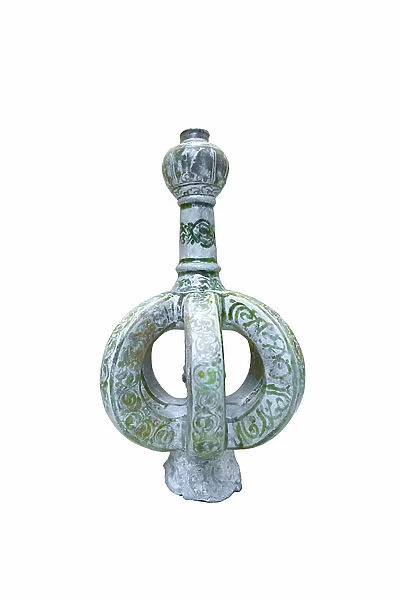 Ceramic flask lustre painted, hand made, 12th-13th century AD, Gorgan, glass and ceramics museum, Tehran, Iran (photo)