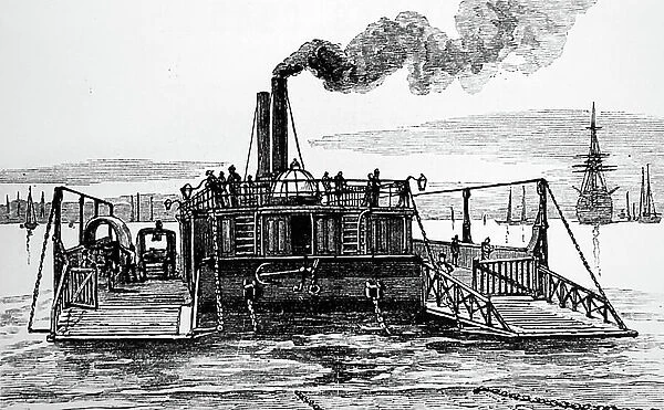 The chain ferry in Portsmouth Dockyards, 1850