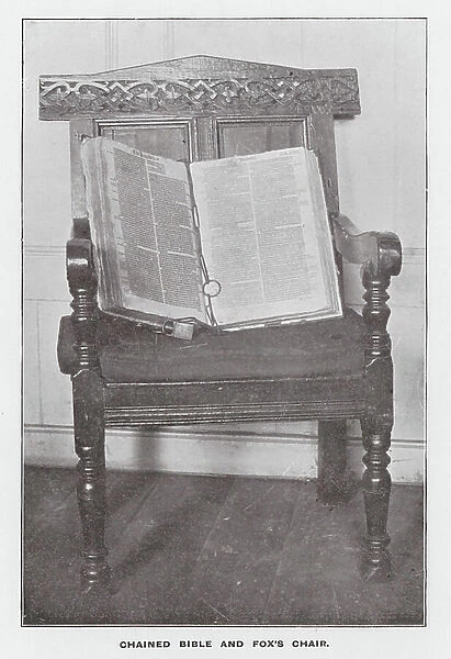 Chained Bible and Fox's Chair (b / w photo)