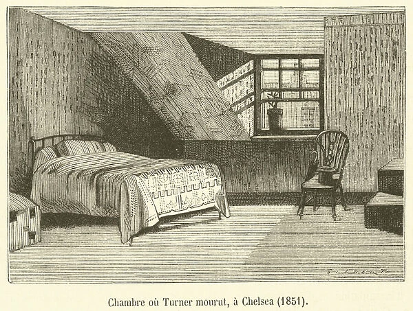Chambre ou Turner mourut, a Chelsea, 1851 (engraving)
