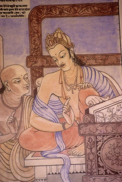 Chanakya and king Chandragupta (w / c on paper)