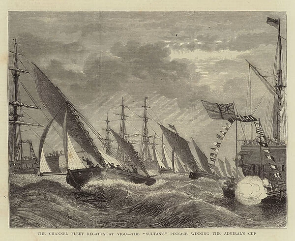 The Channel Fleet Regatta at Vigo, the 'Sultan s'Pinnace winning the Admirals Cup (engraving)