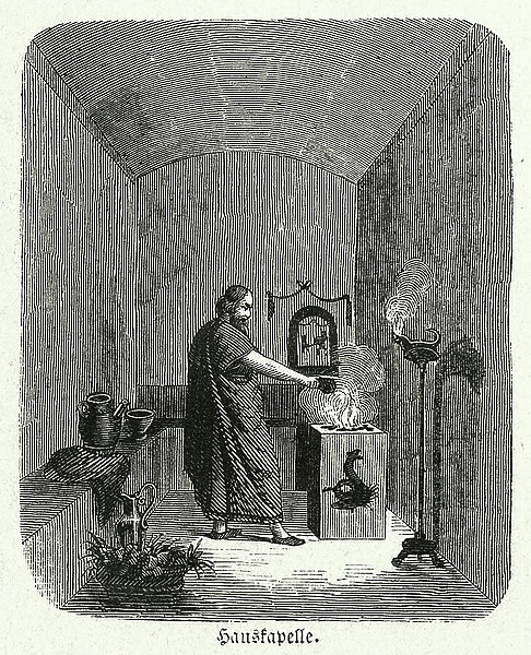 Chapel in a Roman house (engraving)