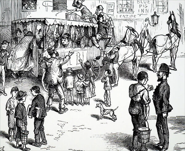 A charabanc (early form of bus)in London, 19th century (engraving)