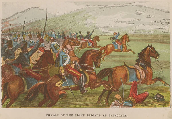 Charge of the Light Brigade at Balaclava (coloured engraving)