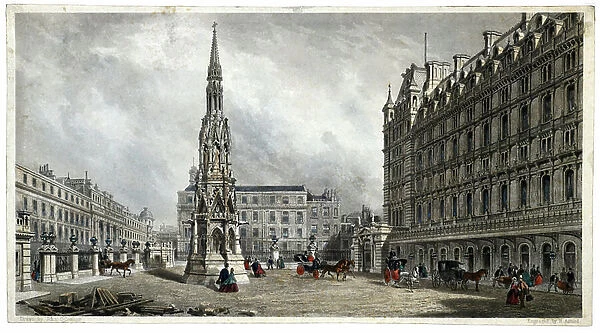 Charing Cross, London, c.1865 (hand coloured engraving on paper)