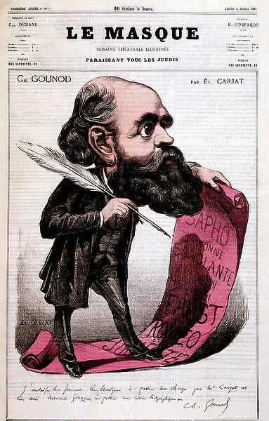 Charles Gounod (1818 - 1893), French composer. Caricature by Etienne Carjat