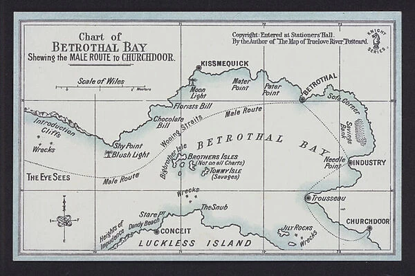Chart of Betrothal Bay, shewing the Male Route to Churchdoor (colour litho)