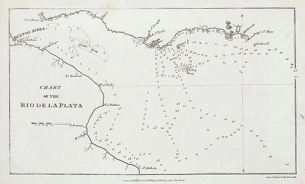 Chart of the Rio de la Plata (river Plate), 1806 (engraving)