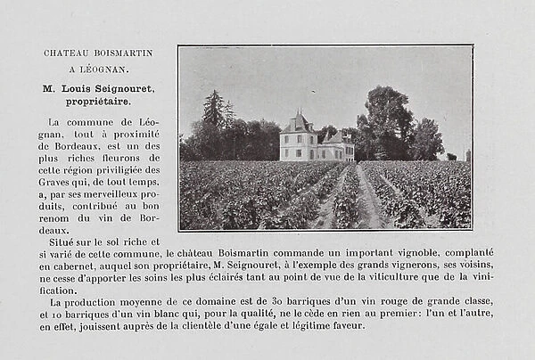 Chateau Boismartin, A Leognan, M Louis Seignouret, proprietaire (b / w photo)