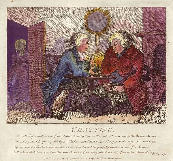 Chatting from Boswells Hebridean Journey (coloured engraving)