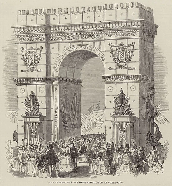 The Cherbourg Fetes, Triumphal Arch at Cherbourg (engraving)