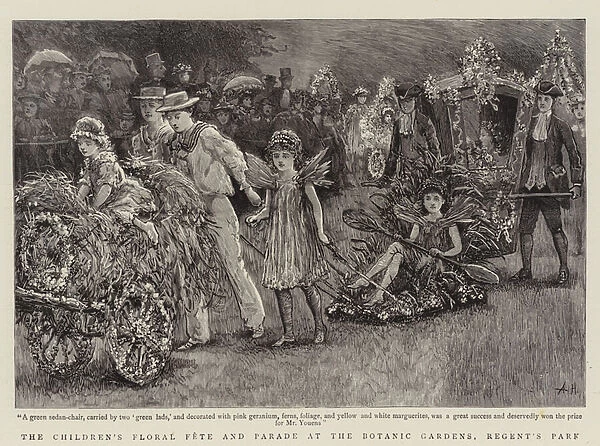 The Childrens Floral Fete and Parade at the Botanic Gardens, Regents Park (engraving)