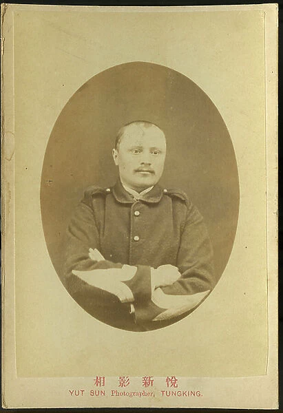 China, Tungking (Chongqing or Chongking): Portrait of a colonial soldier in the extreme east, 1870