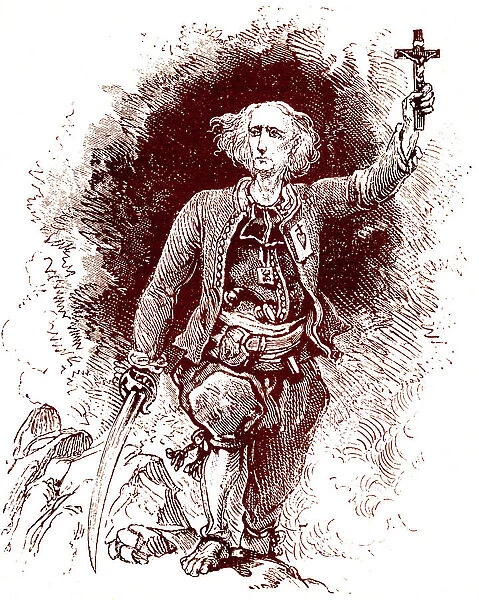 A Chouan priest. Royalist insurrection in Brittany. End of the 19th century (Engraving)