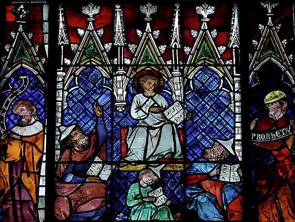 Christ among the Doctors of the faith. Strasbourg cathedral (stained glass)