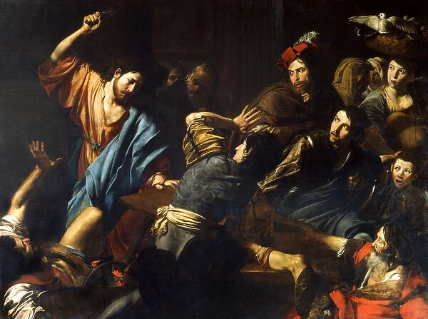 Christ driving the money-lenders from the temple (oil on canvas)