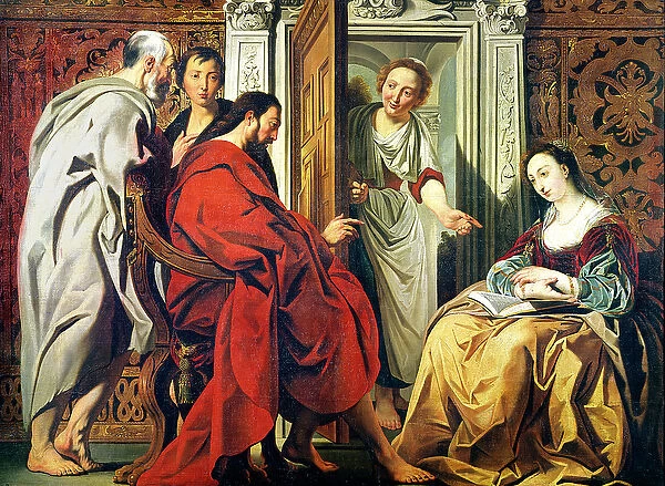Christ at the House of Martha and Mary of Bethany (oil on canvas)