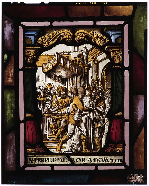 Christ Judged by Pilate, 17th century (painted glass)