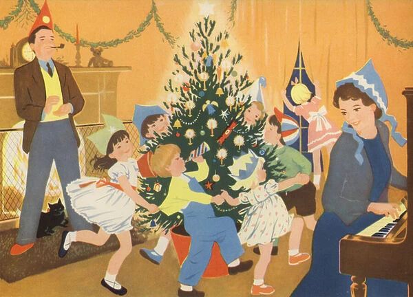 The Christmas Party (colour litho)