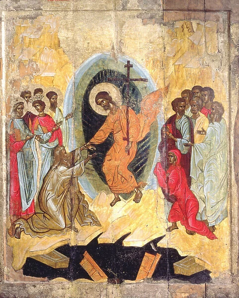 Christs Descent into Hell, Russian icon, Novgorod School