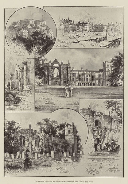 The Church Congress at Nottingham, Scenes in and around the Town (litho)