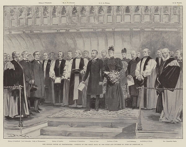 The Church House at Westminster, Opening of the Great Hall by the Duke and Duchess of York on 11 February (litho)