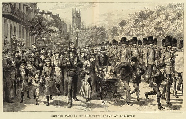 Church Parade of the Scots Greys at Brighton (engraving)