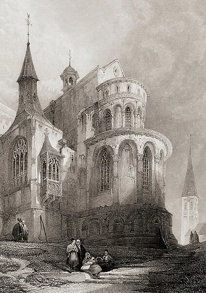 Church of St. Maria, Cologne, Germany. Engraved by J. Redaway from a 19th century print by D. Roberts
