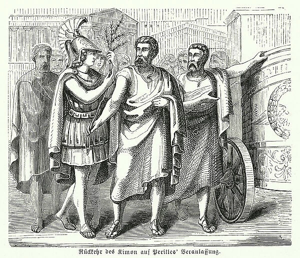 Cimon returning to Athens at the instigation of Pericles (engraving)