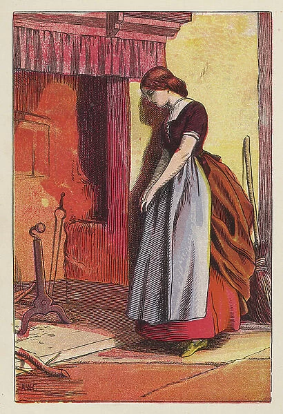 Cinderella left without a Mother (colour litho)