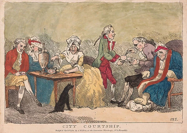 City Courtship, pub. 1786 (hand coloured engraving)
