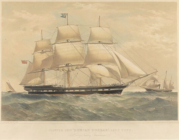 Clipper ship Duncan Dunbar, 1400 tons, c.1850s (print)