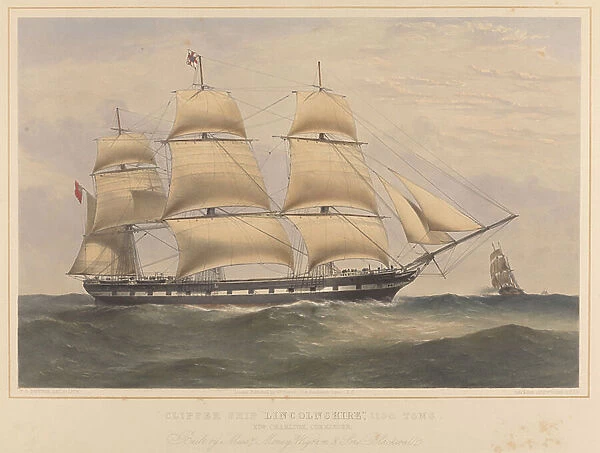 Clipper ship Lincolnshire (1858) 1100 Tons, c.1858 (lithograph)
