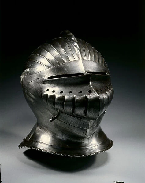 Close helmet in Maximilian style, c. 1510-30 (steel with brass rivets)