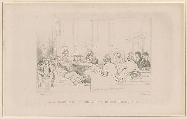 Club members at 58 Lincolns Inn Fields, Monday the 2nd of December 1844 (engraving)