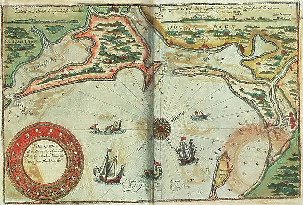 Coast of Prussia with all the havens and rivers from Memel to Heel, 1588 (coloured engraving)