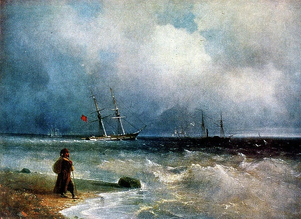 Coastal scene 1840, by Ivan Konstantinovich Aivazovsky (1817 -1900) Russian Romantic painter who is considered one of the greatest masters of marine art