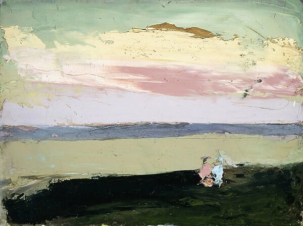 Coastal Scene at Sunset, (oil on canvas)