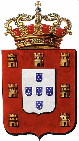 Coat of arms of the Kingdom of Portugal, 19th century (print)